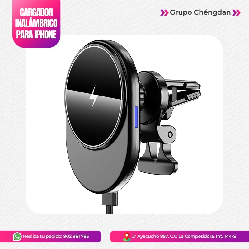 IMPORT JLM S.A.C. - CARGADOR INALAMBRICO MAGNETICO PARA CARRO DE 15W-IPHONE