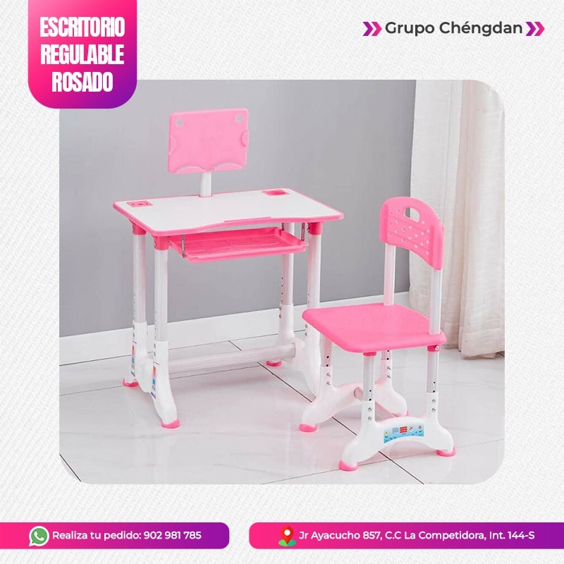IMPORT JLM S.A.C. - ESCRITORIO ERGONOMICO PARA NIÑAS CON LÁMPARA LED