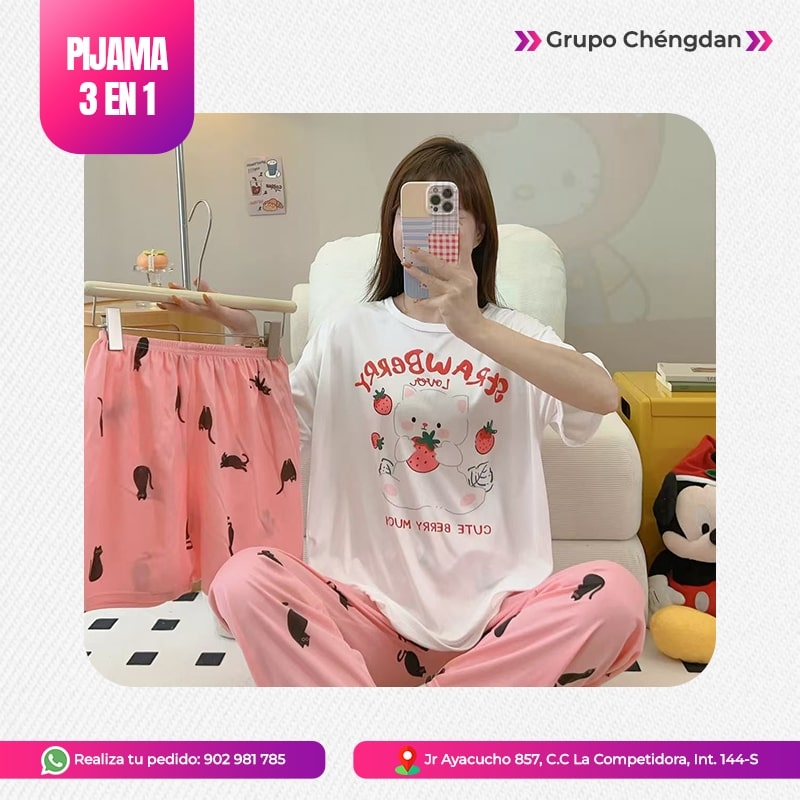 IMPORT JLM S.A.C. - PIJAMA 3 PIEZAS (PANTALÓN+SHORT+POLO)