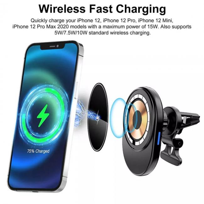 CARGADOR INALAMBRICO MAGNETICO PARA CARRO DE 15W-IPHONE