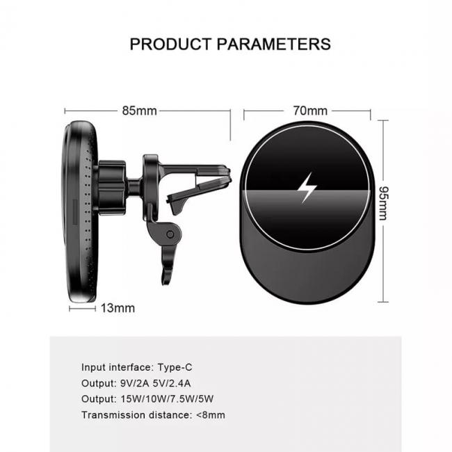 CARGADOR INALAMBRICO MAGNETICO PARA CARRO DE 15W-IPHONE